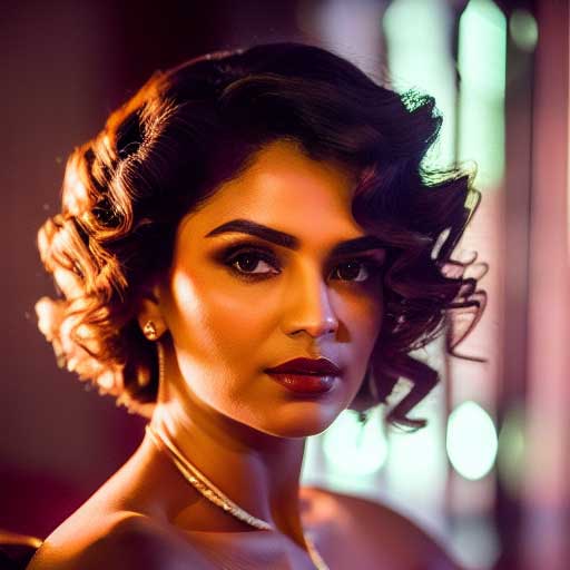 Color portrait of a 1950s film starlet